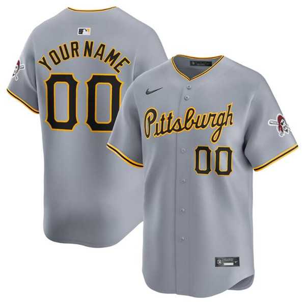 Men%27s Pittsburgh Pirates Active Player Custom Gray Away Limited Baseball Stitched Jersey->customized mlb jersey->Custom Jersey